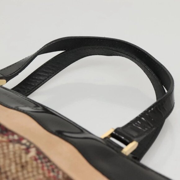 BURBERRY Nova Check Hand Bag Wool Brown Gold black - Picture 8 of 16